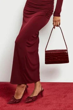 Heels*boohoo Lace Slingback Courts burgundy