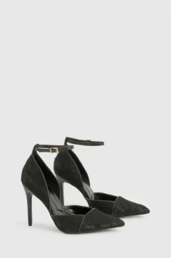 Heels*boohoo Lace Two Part Court Shoes black