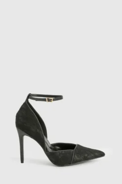 Heels*boohoo Lace Two Part Court Shoes black