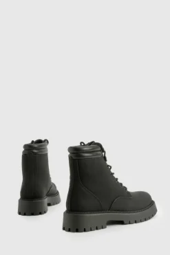 Biker Boots|All Boots*boohoo Lace Up Hiker Boots black