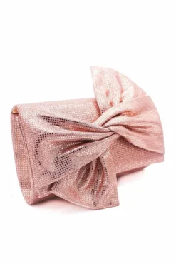 Clutch Bags*Kitise Large Bow Shiny Evening Clutch Bag With Chain Strap Rose Gold