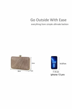 Clutch Bags*Kitise Large Diamanti Clasp Half Pleated Clutch Evening Bag Gold