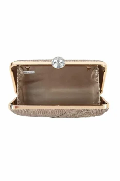 Clutch Bags*Kitise Large Diamanti Clasp Half Pleated Clutch Evening Bag Gold
