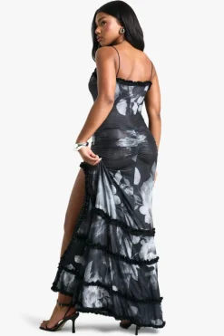 Cami Dresses|Maxi Dresses*boohoo Large Floral Cut Out Extreme Ruffle Maxi multi