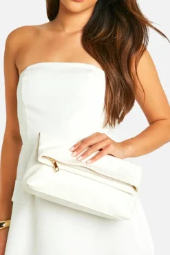 Handbags|Clutch Bags*boohoo Large Fold Over Clutch Bag white