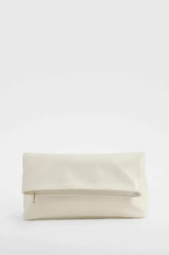 Handbags|Clutch Bags*boohoo Large Fold Over Clutch Bag white