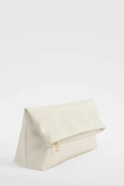 Handbags|Clutch Bags*boohoo Large Fold Over Clutch Bag white
