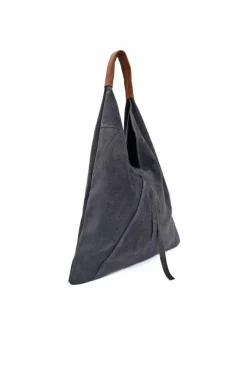 Handbags|Tote Bags*Kitise Large Genuine Italian Tie Closure V Suede Slouch Tote With Purse Beige