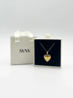 Necklaces*SVNX Large Heart Locket Necklace in Gold