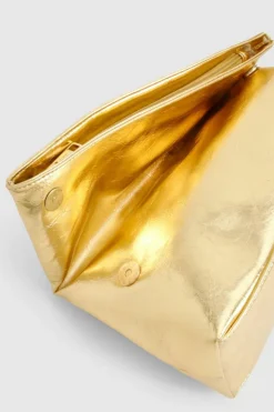 Handbags|Clutch Bags*boohoo Large Metallic Fold Over Clutch Bag gold