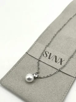 Necklaces*SVNX Large Pearl Diamante Necklace in Silver