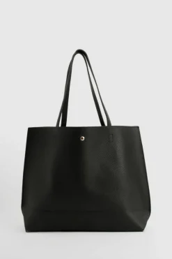 Handbags|Tote Bags*boohoo Large Popper Tote Shopper Bag black