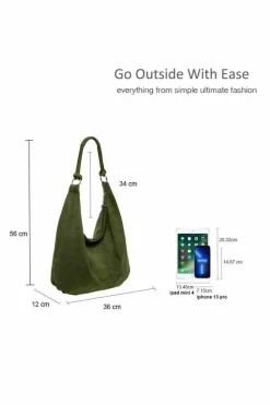 Shoulder Bags|Handbags*Kitise Large Slouch Italian Suede Suede Hobo Tote Shoulder Bag Beige