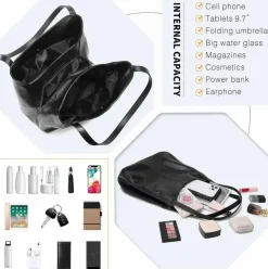 Shoulder Bags|Handbags*Kitise Large Slouch Triple Compartments Shoulder Bag Black
