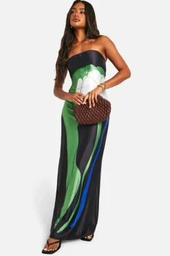 Cami Dresses*boohoo Large Tulip Satin Maxi Dress black