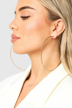 Earrings*boohoo Large Twisted Hoop Earrings gold