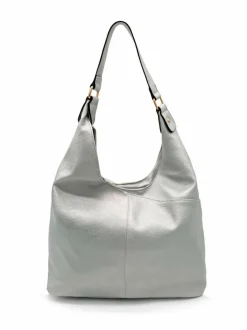 Handbags|Tote Bags*Kitise Large V Silhouette Slouch PU Leather Tote Bag Silver
