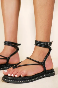 Sandals*Where's That From Layne' Toe Thong Strappy Espadrille Sandals Black