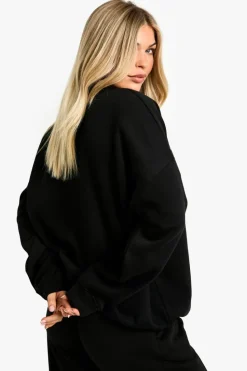 Sweatshirts|Hoodies & Sweatshirts*boohoo Le Marais Slogan Crew Neck Oversized Sweatshirt black