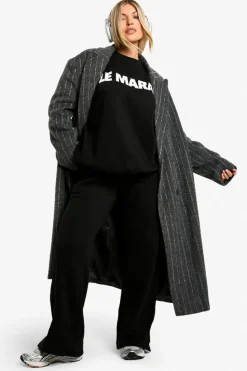 Sweatshirts|Hoodies & Sweatshirts*boohoo Le Marais Slogan Crew Neck Oversized Sweatshirt black