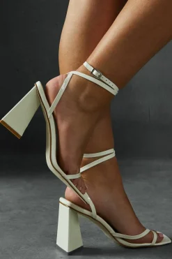 Heels*MissPap Leather Look Barely There Block Heels white
