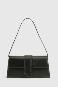 Handbags*boohoo Leather Look Fold Over Baguette Shoulder Bag black