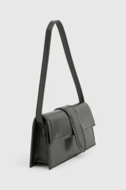 Handbags*boohoo Leather Look Fold Over Baguette Shoulder Bag black