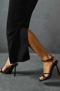 Heels*MissPap Leather Look Padded Strappy Heels black