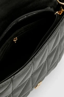 Cross-Body Bags|Handbags*boohoo Leather Look Quilted Chain Shoulder Bag black