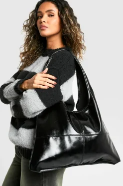 Shoulder Bags|Handbags*boohoo Leather Look Slouchy Tote Bag black
