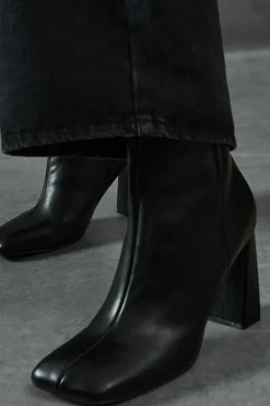Ankle Boots*MissPap Leather Look Square Toe Ankle Boots black