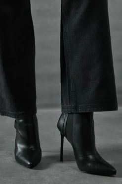 Ankle Boots|Heeled Boots*MissPap Leather Look Stiletto Heel Ankle Boots black