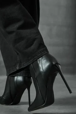 Ankle Boots|Heeled Boots*MissPap Leather Look Stiletto Heel Ankle Boots black