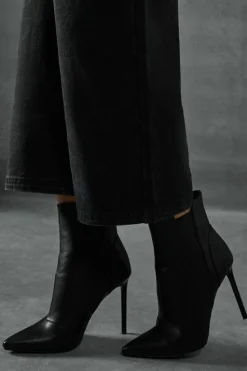 Ankle Boots|Heeled Boots*MissPap Leather Look Stiletto Heel Ankle Boots black