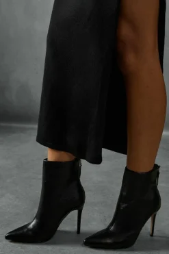 Ankle Boots*MissPap Leather Look Stiletto Pointed Ankle Boots black