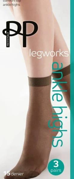 Tights & Socks|Tights & Socks*Pretty Polly Legworks 15 Denier Legworks Comfort Top Ankle Highs 3 Pair Pack - Mid Grey
