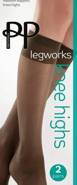 Tights & Socks|Tights & Socks*Pretty Polly Legworks 15 Denier Legworks Medium Support Knee Highs 2 Pair Pack - Mid Grey