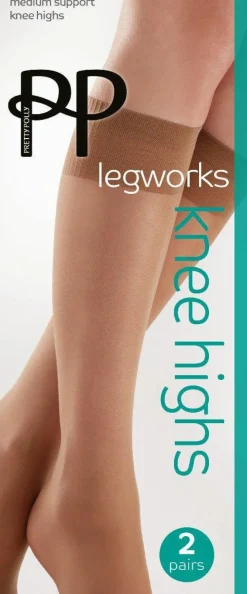Tights & Socks|Tights & Socks*Pretty Polly Legworks 15 Denier Legworks Medium Support Knee Highs 2 Pair Pack - Nude
