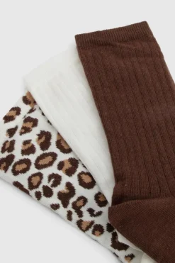 Tights & Socks|Tights & Socks*boohoo 3 Pack Crew Socks leopard