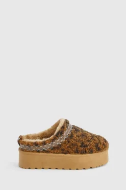 Cosy Boots|All Boots*boohoo Borg Platform Cosy Mules leopard