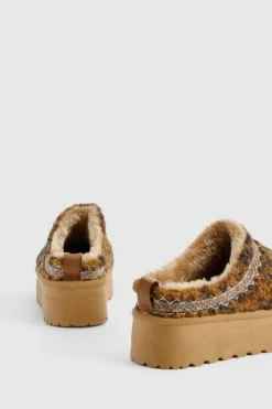 Cosy Boots|All Boots*boohoo Borg Platform Cosy Mules leopard