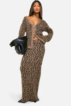 Cardigans|Knitwear*boohoo Boucle Knitted Cardigan leopard