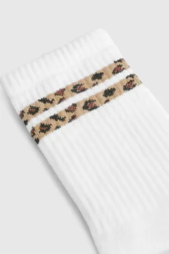 Tights & Socks|Tights & Socks*boohoo Double Stripe Sports Sock leopard