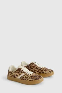 Trainers*boohoo Gum Sole Lace Up Trainers leopard