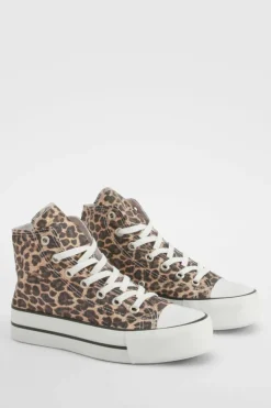 Trainers*boohoo High Top Trainers leopard