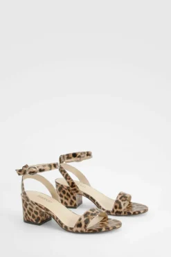 Heels*boohoo Low Block Barely There Heels leopard