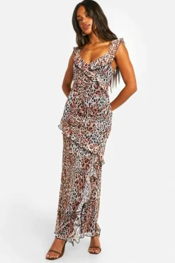 Maxi Dresses|Dresses*boohoo Mesh Ruffle Maxi Dress leopard