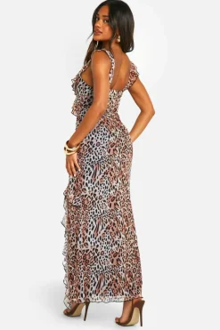 Maxi Dresses|Dresses*boohoo Mesh Ruffle Maxi Dress leopard