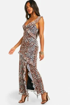 Maxi Dresses|Dresses*boohoo Mesh Ruffle Maxi Dress leopard
