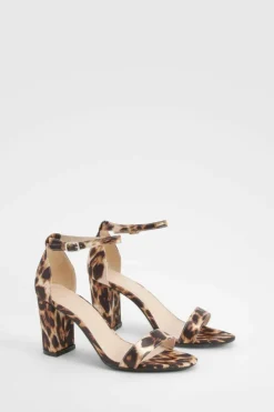 Heels*boohoo Mid Block Barely There Heels leopard